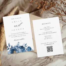 Convites Dourado Floral Azul e Sujo Tudo em Um Casamento