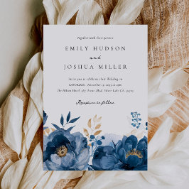 Convites Dourado Floral Azul e Sujo Tudo em Um Casamento