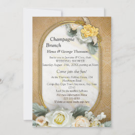 Convites Dourado fundo de Mandala com Rosas Brancas