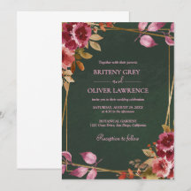 Dourado Geométrico Borgonha e Floral Verde Casamen