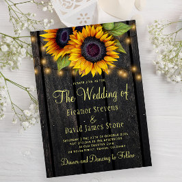 Convites Dourado girassol ruivo casado de madeira