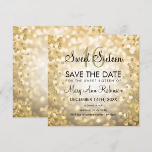 Convites Dourado Glam Doce 16 Dezesseis Luzes Leves