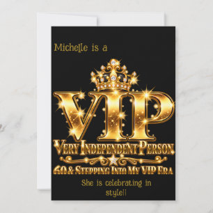 Convites Dourado Glamouroso Aniversário de 60 anos Era VIP