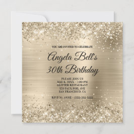 Convites Dourado Glitter Champagne Folha Monograma Chique