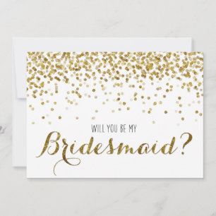 Convites Dourado Glitter Confetti será minha dona de casa