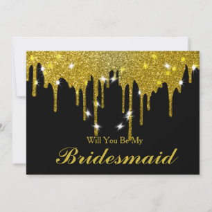 Convites Dourado Glitter Confetti será minha dona de casa