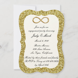 Convites Dourado Glitter Dourado Infinity Festa de noivado 