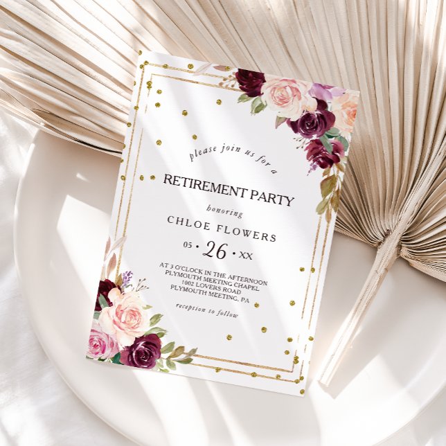 Convites Dourado Glitter Geométrico Burgundy (Criador carregado)