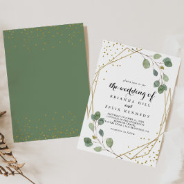 Convites Dourado Glitter Greenery Eucalyptus Casamento De