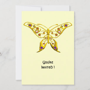 Convites DOURADO HÍPER BUTTERFLY,GEMSTONES Cream Wedes