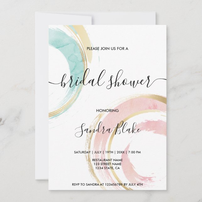 Convites Dourado Incêndio Cor de Água Elegante Moderna (Frente)