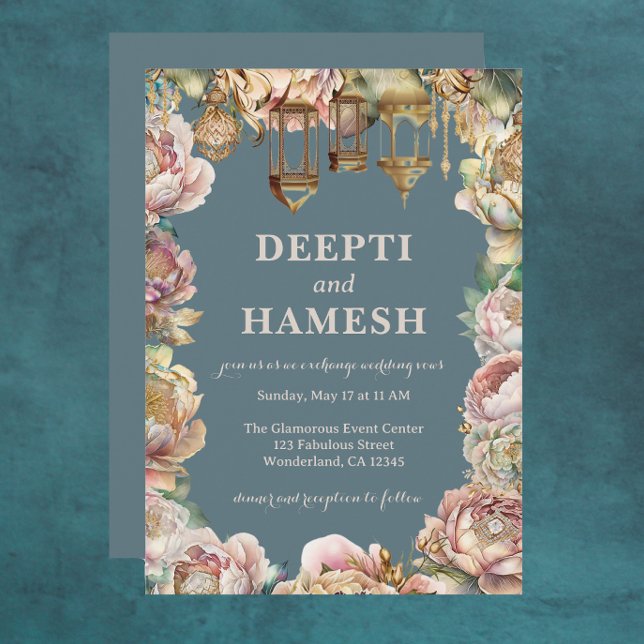 Convites Dourado índio Mehndi árabe Noites Pastel (Criador carregado)