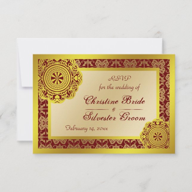 Convites Dourado local árabe, rsvp de casamento de 3,5"x5" (Frente)