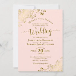 Convites Dourado lugar no casamento formal Elegante rosa-es