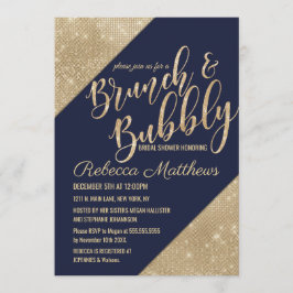 Convites Dourado Marinho Blue Faux Sequer Glitter em Brunbb