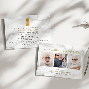 Convites Dourado mármore do abacaxi 3- Foto da Celebração d