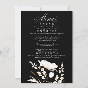 Convites Dourado Menu de Casamento Negro e Branco