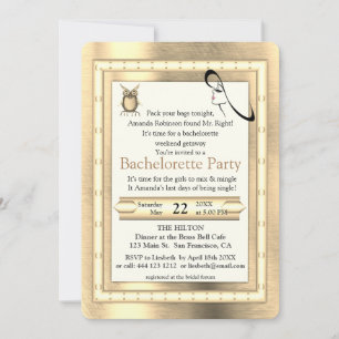 Convites Dourado metálico, Prata - Bachelorette