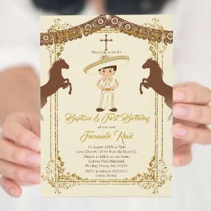Convites Dourado Mexicano Brown Fiesta Boy Baptism Christen