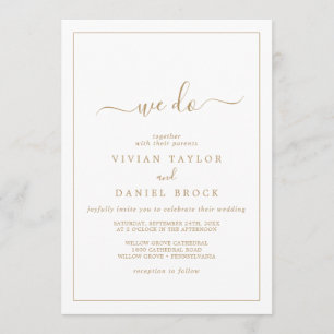 Convites Dourado minimalista fazemos casamento