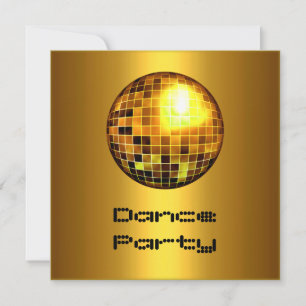 Convites Dourado Mirrorball no evento do Dance Party
