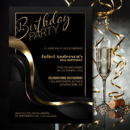 Convites Dourado moderno qualquer Festa de aniversário etár