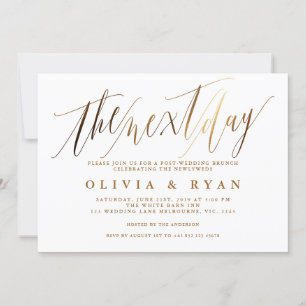 Convites Dourado na manhã seguinte ao brunch do casamento p