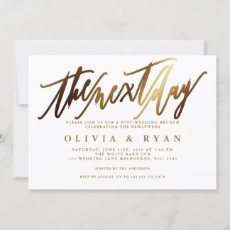 Convites Dourado na manhã seguinte ao brunch do casamento p