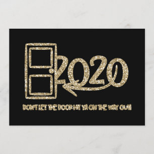 Convites Dourado Não deixe a porta bater na saída!