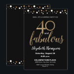 Convites Dourado negro 40 e fabulosa Festa de aniversário s<br><div class="desc">"40 e Fabuloso",  que aniversário marcante. Personalize este convite surpresa de chic com ouro,  confete branco em preto. Inclua todos os detalhes da parte para os convidados,  localize os suprimentos da parte correspondente desta coleção. 

*efeito ouro é um gráfico impresso</div>