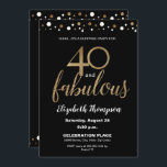 Convites Dourado negro 40 e fabulosa Festa de aniversário s<br><div class="desc">"40 e Fabuloso",  que aniversário marcante. Personalize este convite surpresa de chic com ouro,  confete branco em preto. Inclua todos os detalhes da parte para os convidados,  localize os suprimentos da parte correspondente desta coleção. 

*efeito ouro é um gráfico impresso</div>