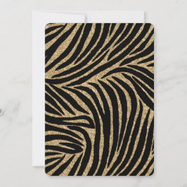 Convites Dourado negro Faux Glitter Zebra Sweet Dezesseis