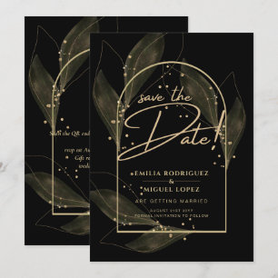 Convites Dourado negro moderno deixa casamento salvando a d