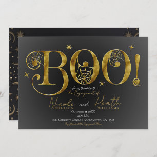 Convites Dourado Noivado de Halloween Mágico de BOO Elegant