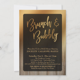 Convites Dourado Ombre Barn Wood Brunch e Bubble
