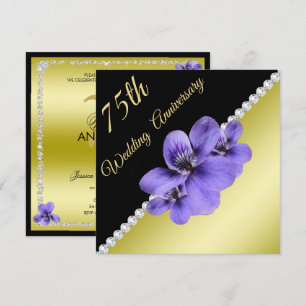 Convites Dourado, Ouros e Violetas 75º Aniversário de Casam