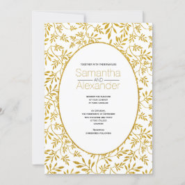 Convites Dourado padrão de brilho das folhas do casamento r