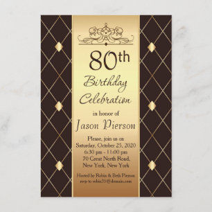 Convites Dourado padrão de diamante na Festa de aniversário