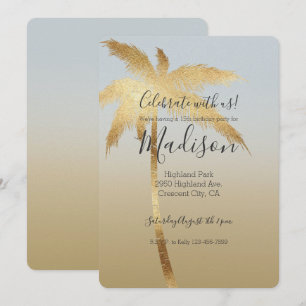 Convites Dourado Palm Tree Ombre