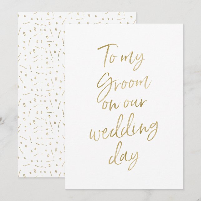 Convites Dourado "Para o meu noivo no dia do nosso casament (Frente/Verso)