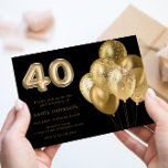Convites Dourado Partido aniversário de 40 anos Negro dos B<br><div class="desc">Convite de festas de aniversário de 40 anos Preto para Balões Dourados Ver a coleção correspondente na Loja de Niche & Nest</div>