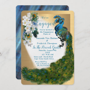 Convites Dourado, Pavões, Penas na Emerald Green Silk