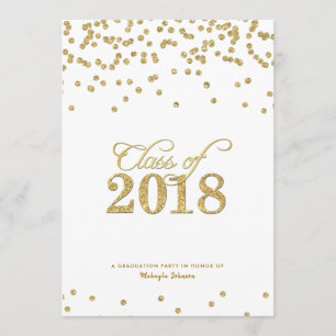 Convites Dourado Polka-pontos Glitter Classe do Partido 201