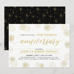 Convites Dourado & Preto   50º Aniversário de Casamento Ele