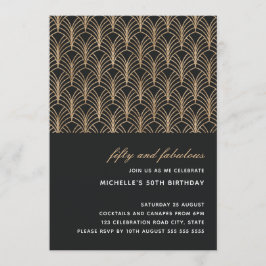 Convites Dourado preto 50 e Fabulosa Foto Deco de Arte 50