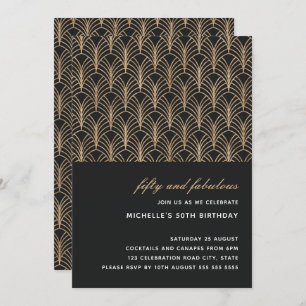 Convites Dourado preto 50 e Fabulosa Foto Deco de Arte 50