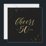 Convites Dourado & Preto | Festa de 50 Anos Moderna Quadrad<br><div class="desc">Vamos celebrar seu dia especial com este convite de festa de 50 anos elegante. Este design apresenta tipografia dourada chic "Brindes aos 50 anos" e gráficos dourados brilhantes em um fundo preto. Se você está procurando um convite quadrado simples e chique para uma festa de aniversário com tema preto e...</div>