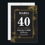 Convites Dourado preto moderno Textura de tinta acrílica<br><div class="desc">Dourado preto moderno Textura de tinta acrílica</div>