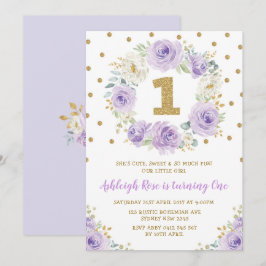 Convites Dourado primeiro aniversario Floral Selvagem Um Pa