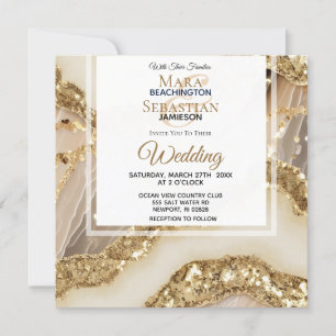 Convites *~*DOURADO QR IVORY DOURADO Agate RSVP AR66 Casame